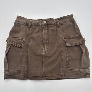 Windsor Brown Cargo Utility Y2K 90's 2000's Style Mini Skirt Size Medium Girly